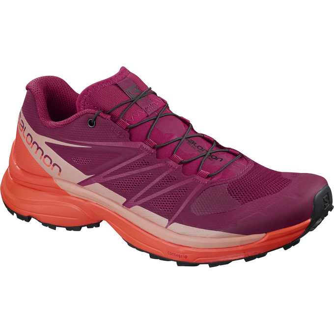 Salomon Israel WINGS PRO 3 W - Womens Trail Running Shoes - Purple/Orange (VTLW-72461)